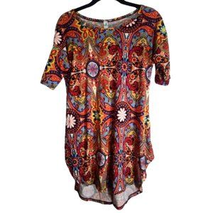 PaisleyGrace Far Out Love Top Tunic Sz S Multi Bright Colors Super Soft Boho Hip
